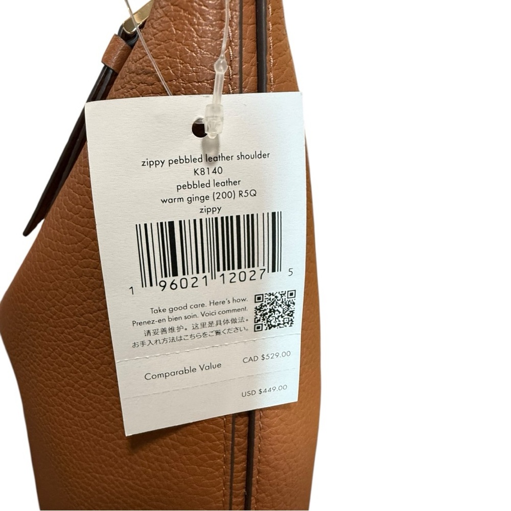 Kate Spade Zippy Pebbled Leather Shoulder Bag Warm Ginger K8140 NWT Crossbody - Picture 11 of 14